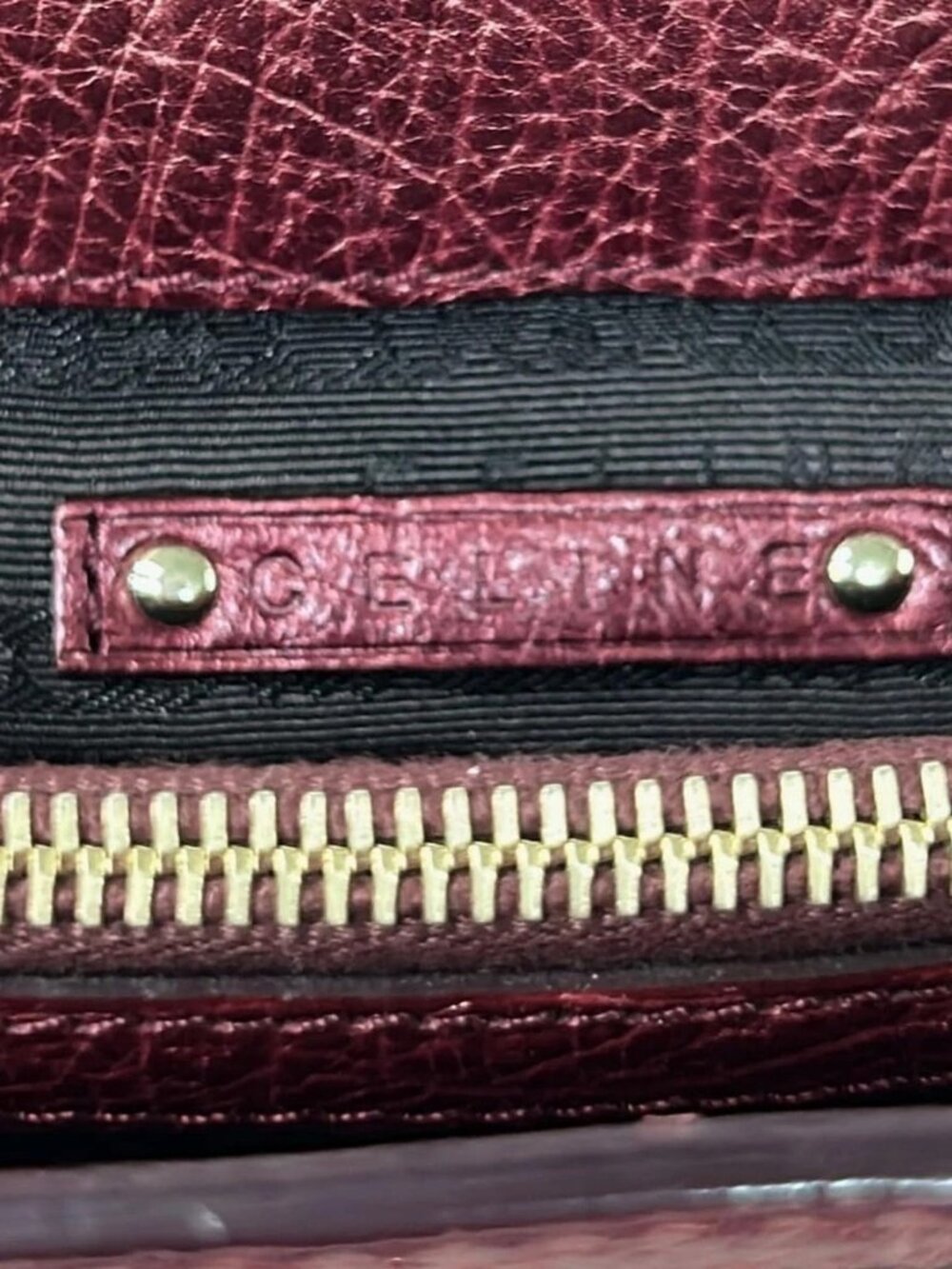 CELINE - Red Nylon Leather Handbag - Picture 10 of 10